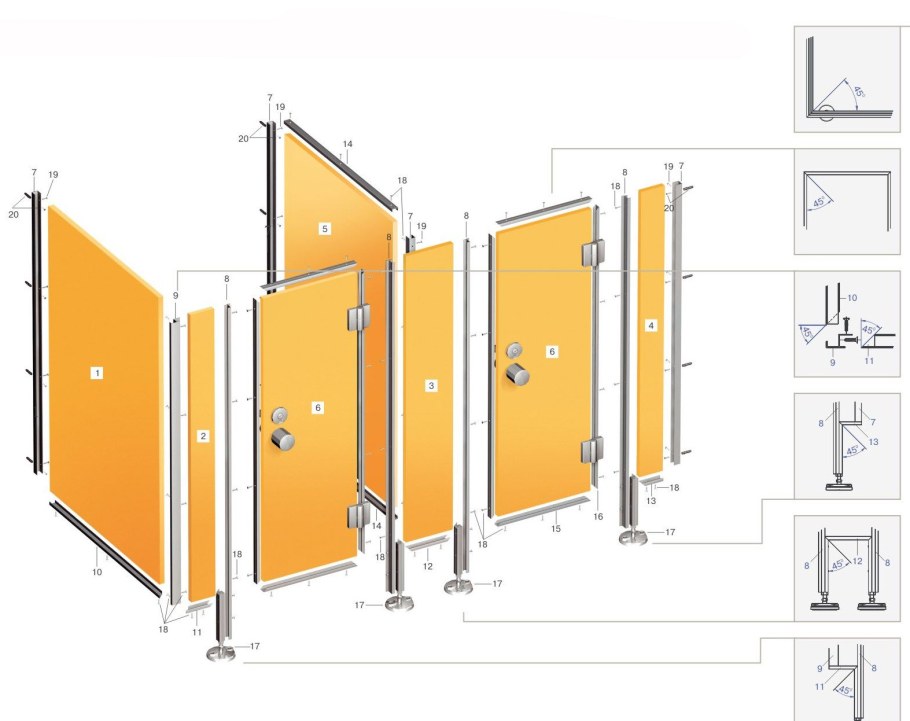 Профиль для сантехнических перегородок серии PF-16 эконом под ЛДСП 16 мм