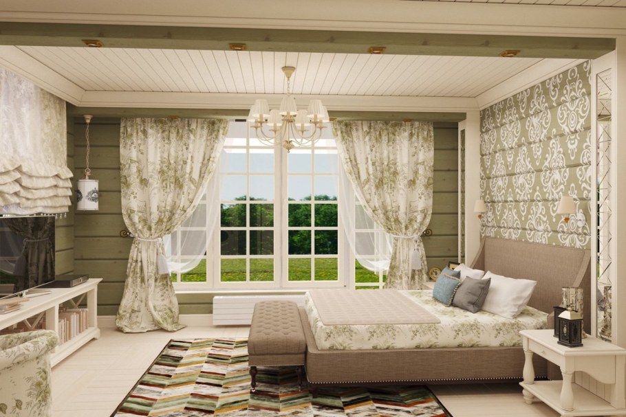 Шторы в загородном доме в стиле Прованс