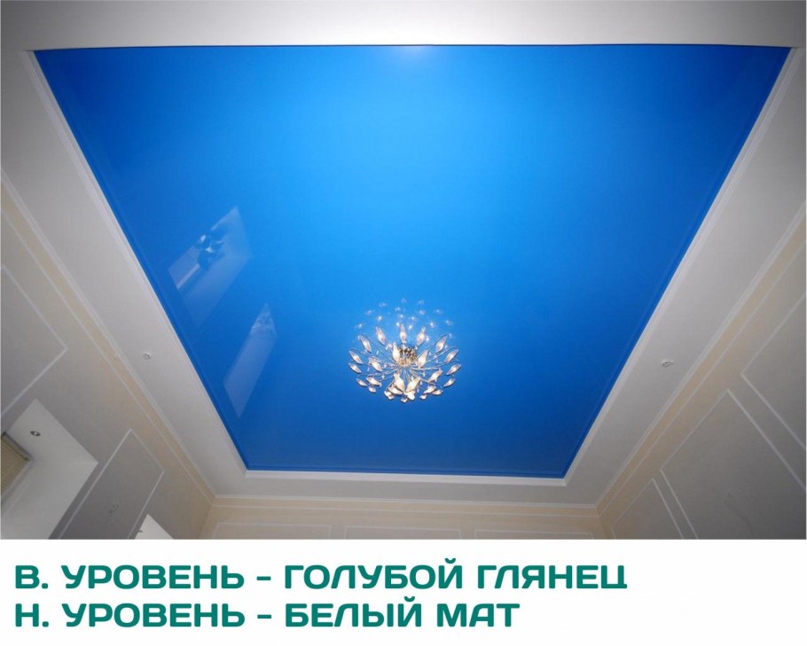 Натяжные потолки синего цвета