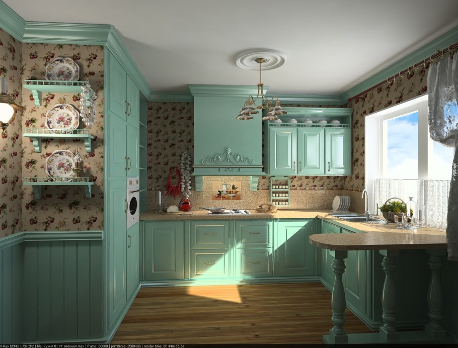 Кухня Кантри Прованс Неоклассика голубая