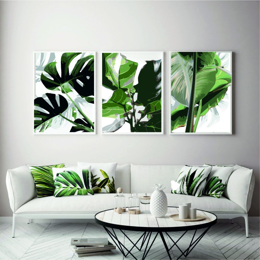 Постеры листья в интерьере