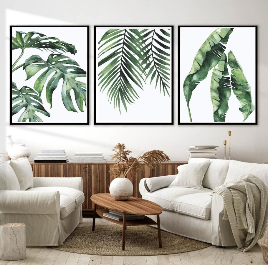 Постеры тропические листья в интерьере