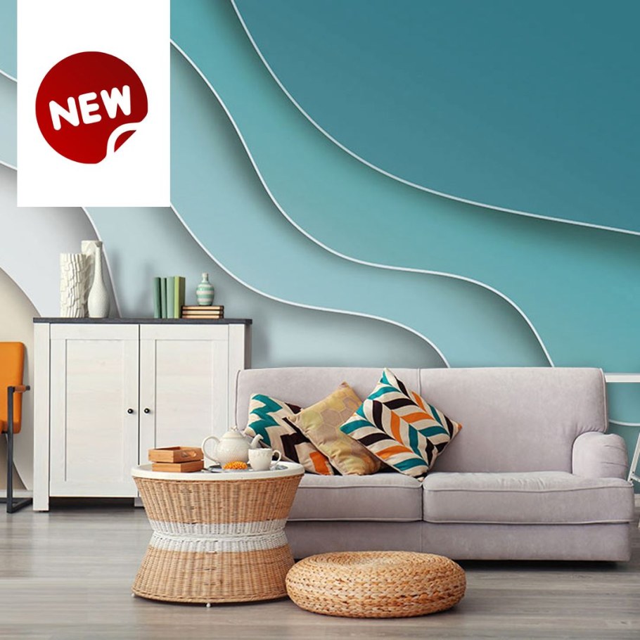 Геометрические линии на стене в интерьере