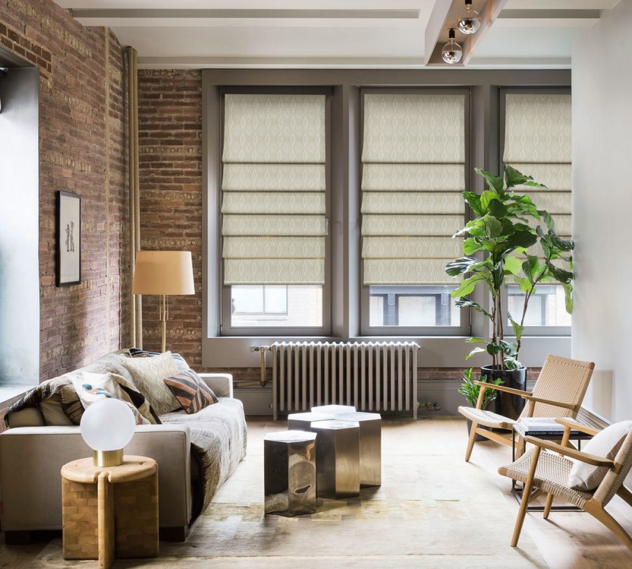 Римские шторы в стиле лофт