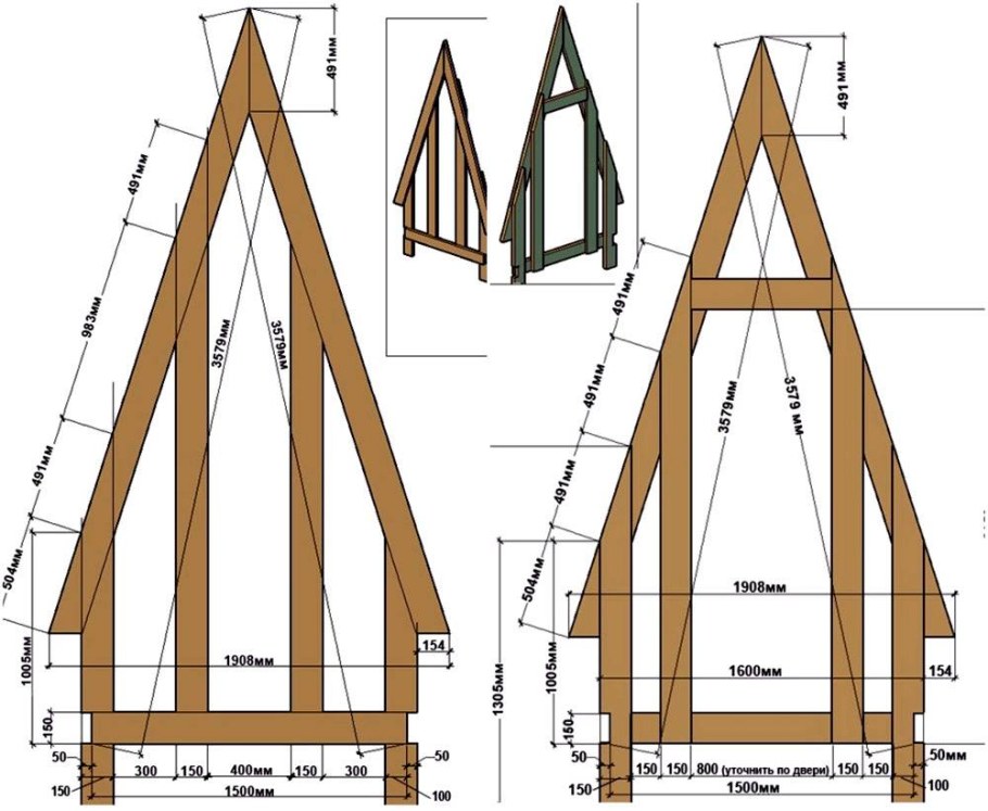 Деревянный туалет Теремок чертежи