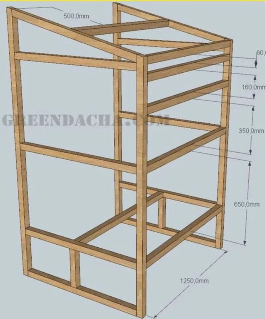Чертеж каркаса дачного туалета