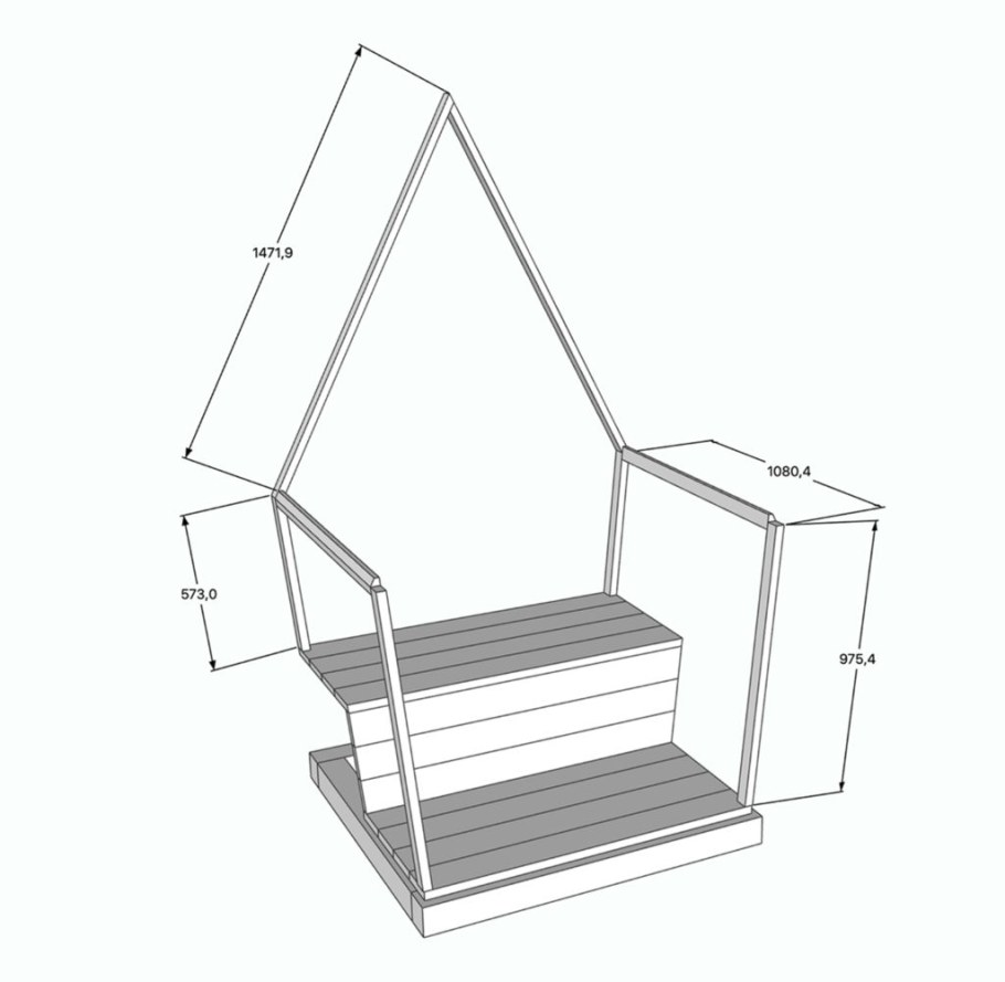Чертёж туалета Теремок на даче с размерами