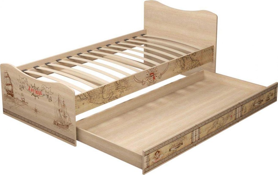 Кровать с выдвижным ящиком 90х190 Атлантида (сонома/карамель)