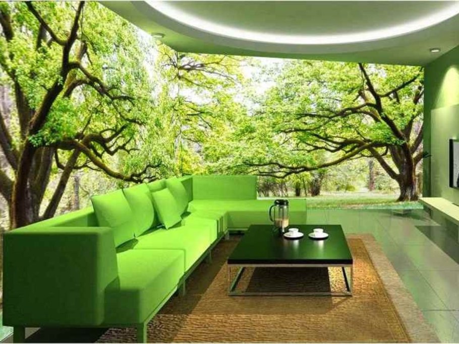 Угловые фотообои в интерьере