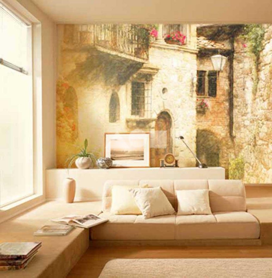 Фрески в интерьере гостиной