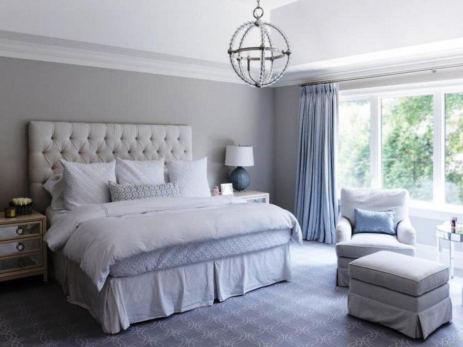 Спальня в светло сером цвете