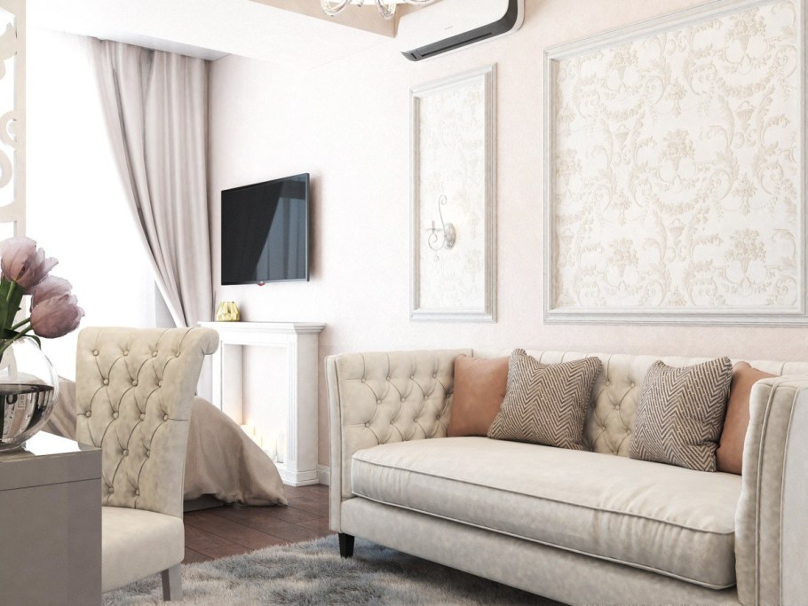 Молдинги на стену над диваном