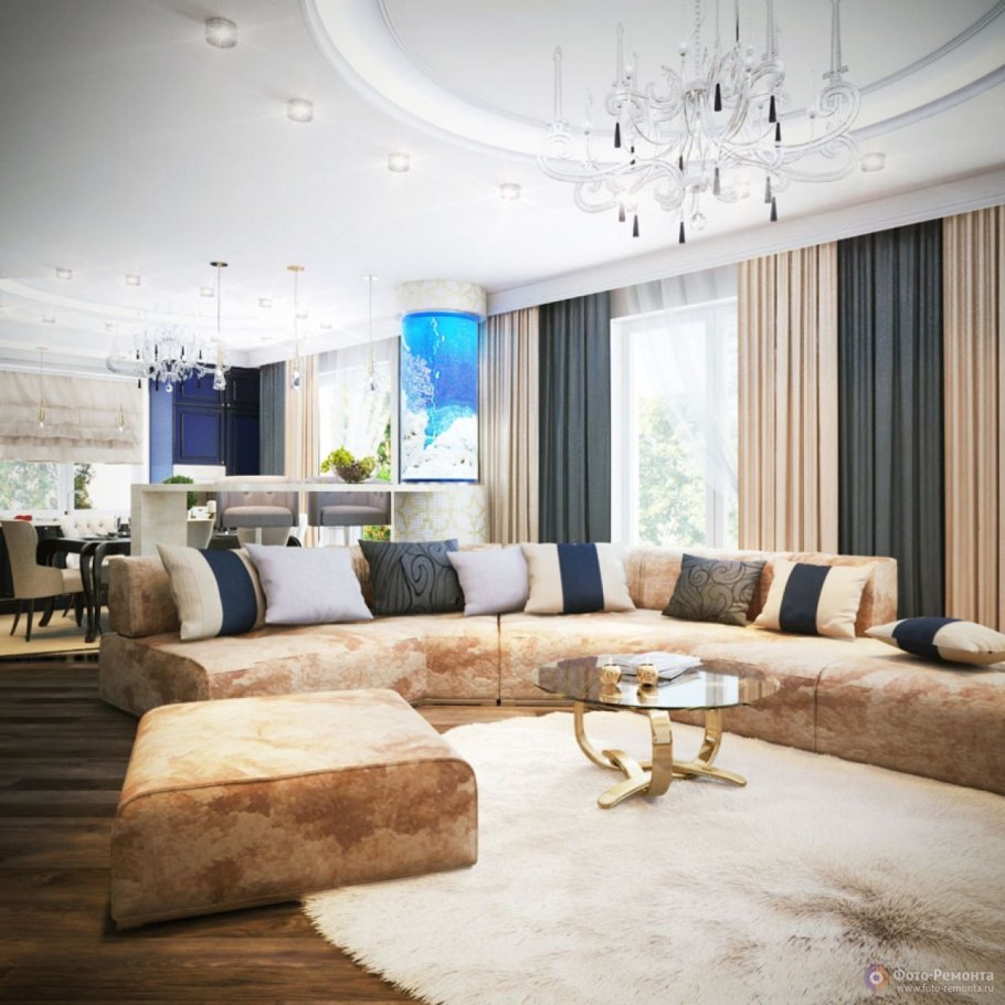 Интерьер большой гостиной
