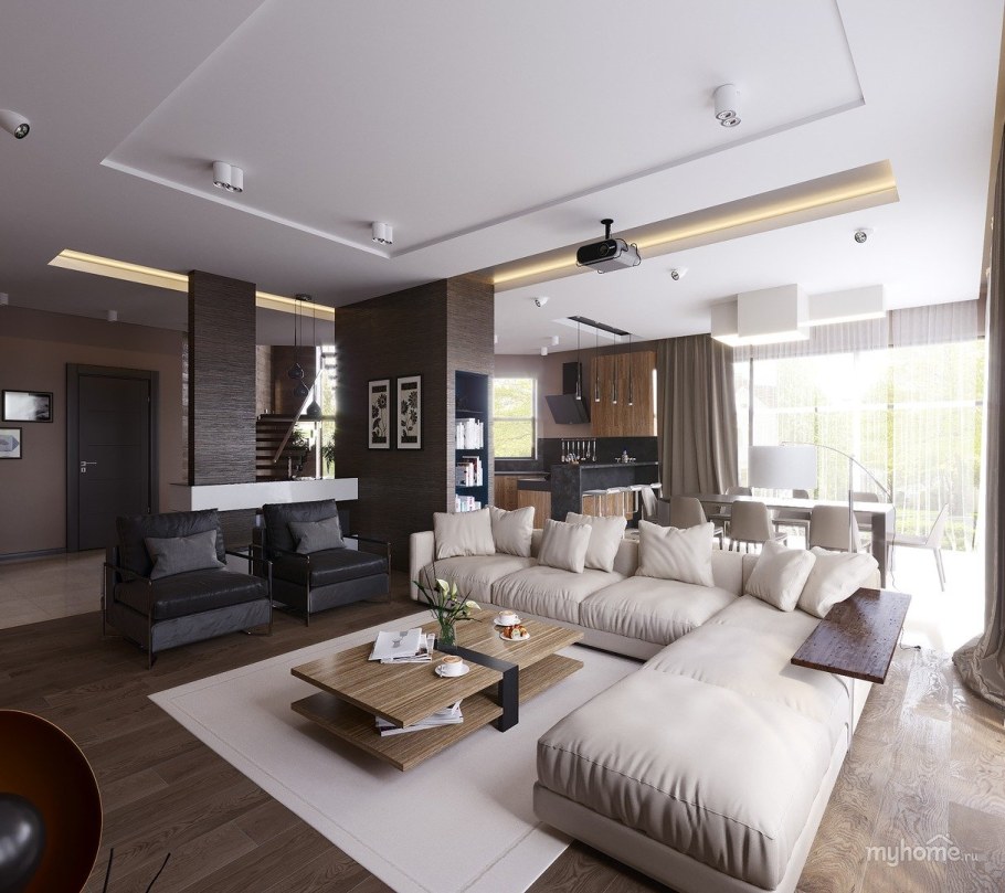 Большая кухня гостиная