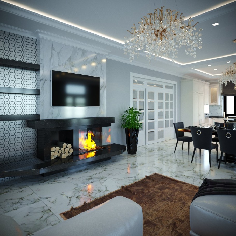 Гостиная с камином