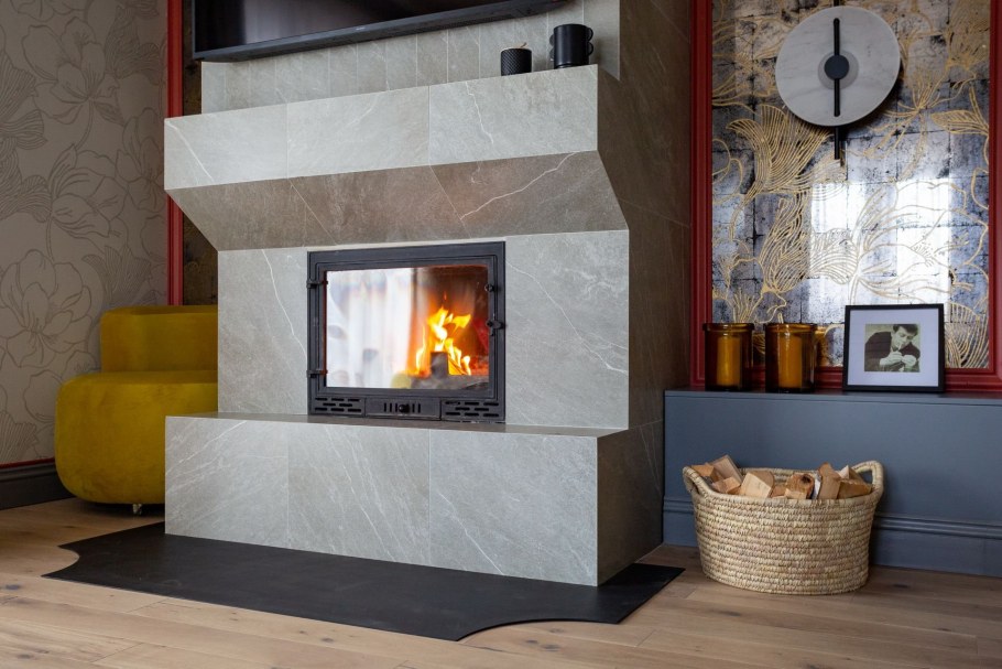 Камин облицованный керамогранитом