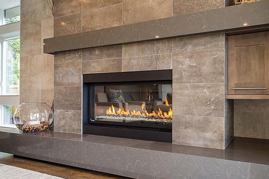 Отделка камина керамогранитом