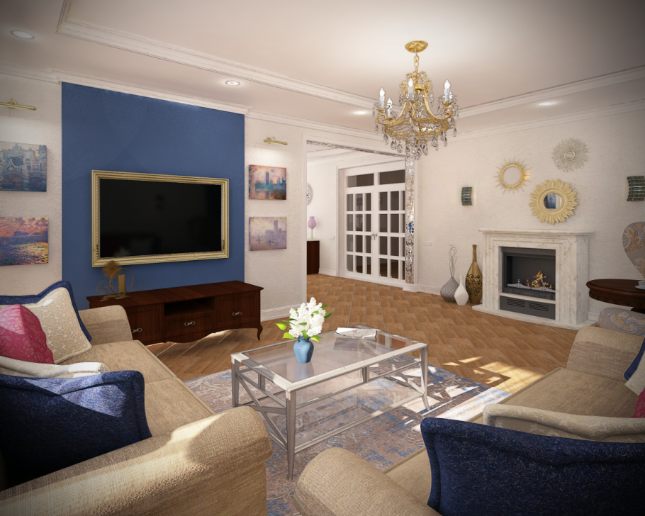 Проходная гостиная в частном доме