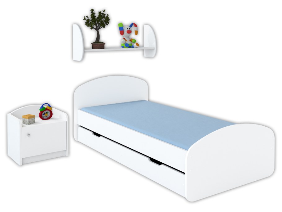 Кровать BELLALUNI Happy 80x160 с ящиком/матрасом (White/Pink)