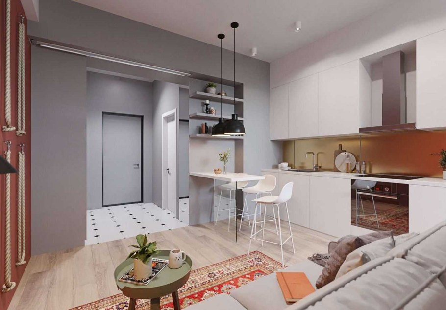 Планировка однокомнатной студии 30 кв.м