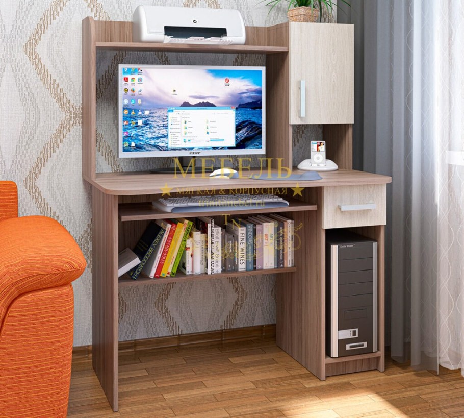 Компьютерный стол СК-10 ясень шимо темный и светлый