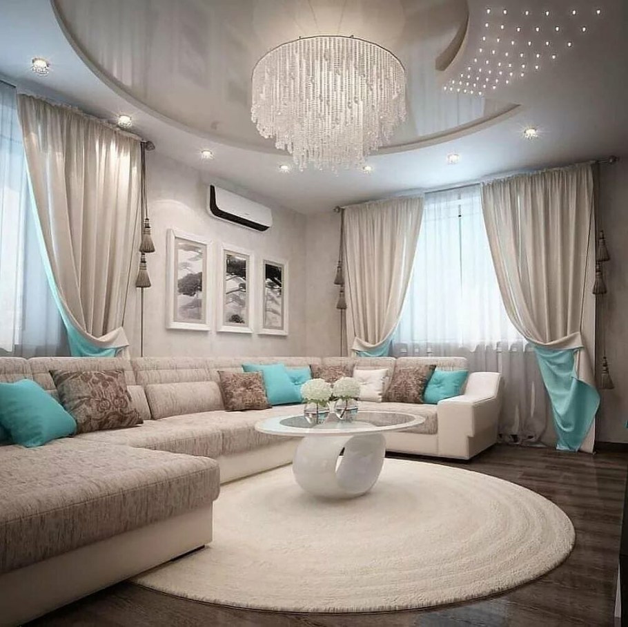 Уютная гостиная в светлых тонах