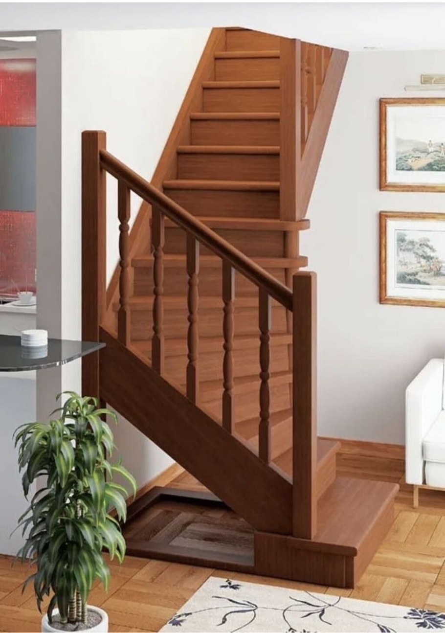 Комбинированная межэтажная лестница лес-06 (поворот 180°)