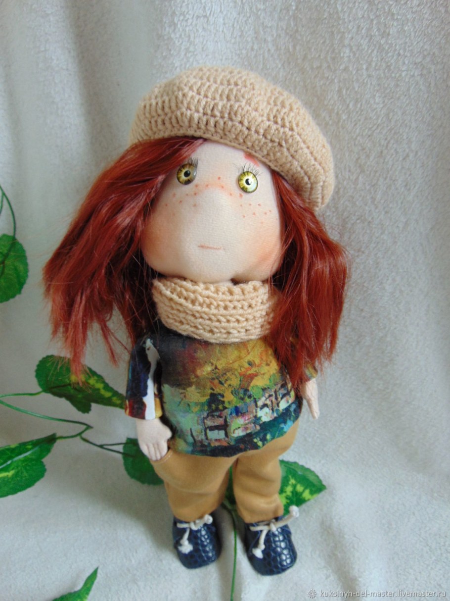 Куклы снежки с рыжими волосами из пряжи