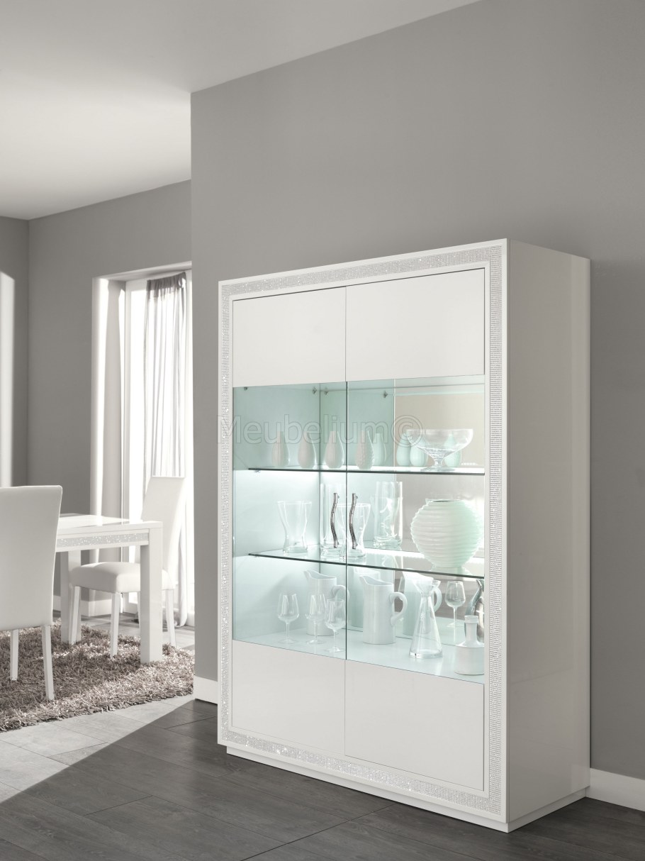 Шкаф витрина Кензо белый глянец