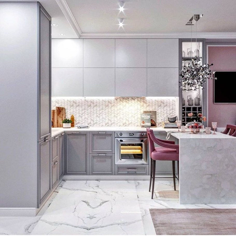 Интерьер кухни в серых тонах