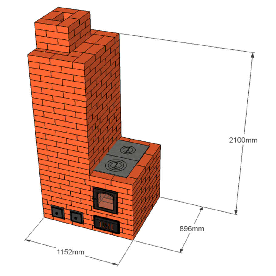 Печь отопительно-варочная кирпичная порядовка