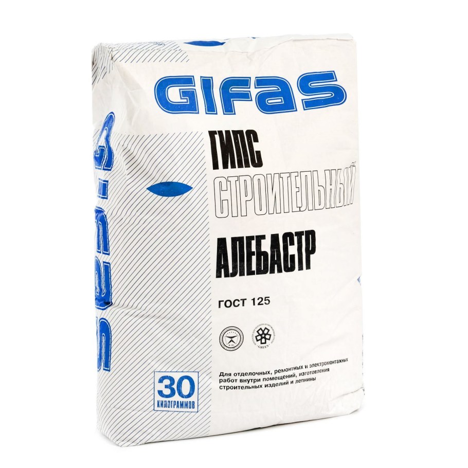Гипс строительный (алебастр) gifas 30кг (40шт/пал)