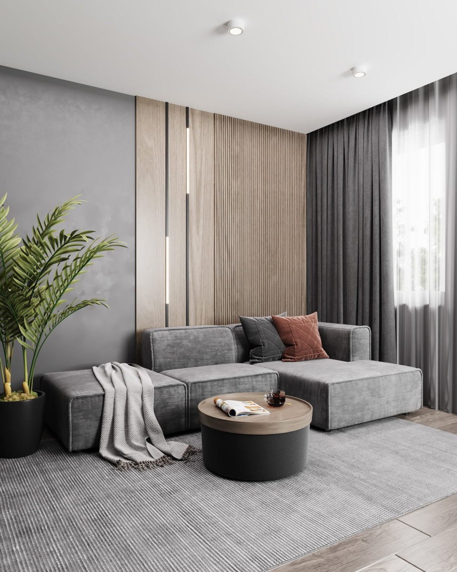 Гостиная в серых тонах