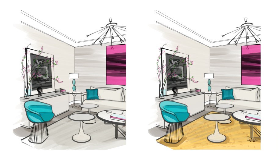 Графика стен в интерьере комнаты