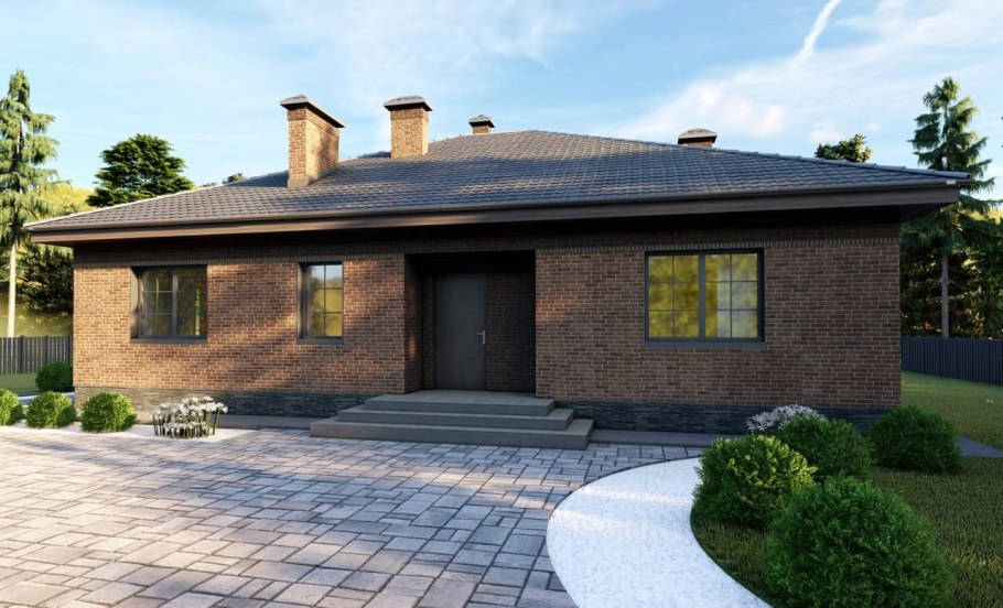 Одноэтажный кирпичный дом