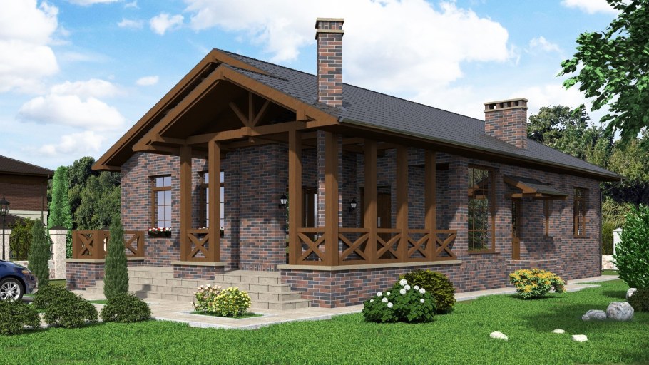 Фасад Шале из кирпича