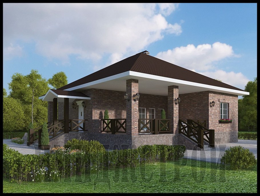 Одноэтажный дом в баварском стиле из кирпича