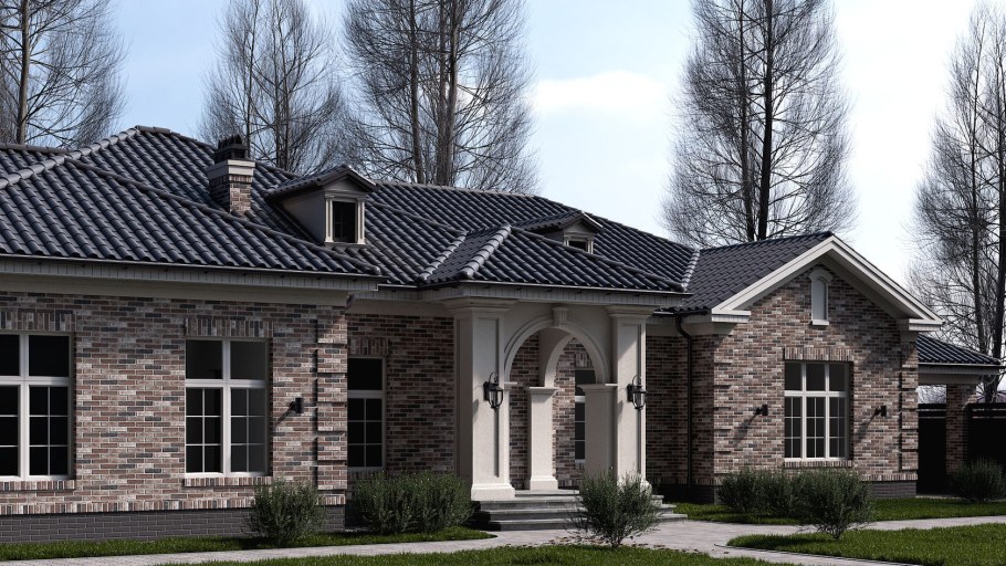 Фасады одноэтажных домов баварский кирпич