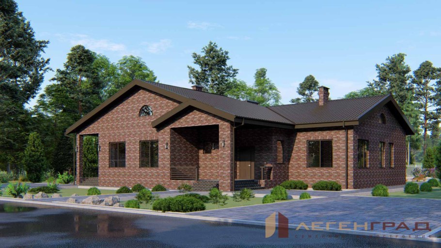 Одноэтажный дом из баварской кладки