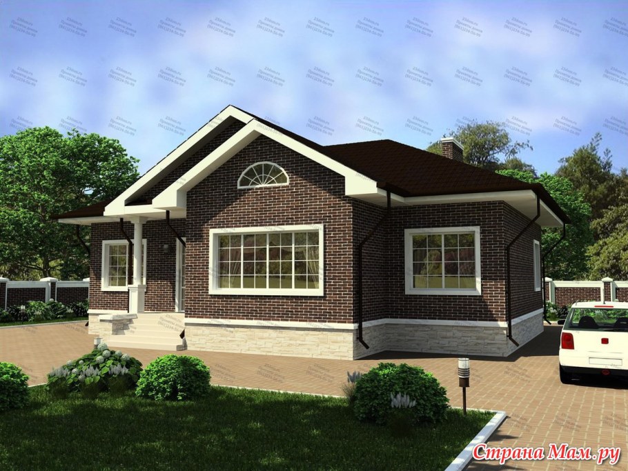 Коричневый одноэтажный дом