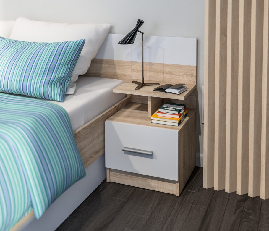 Уют сб-2747/1 кровать дуб сонома,белый