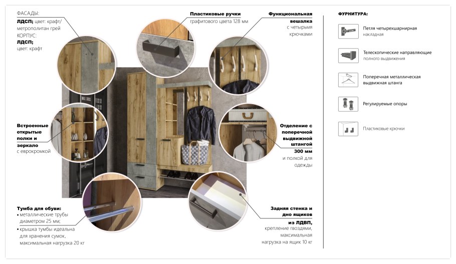 Прихожая Трамп крафт бетон