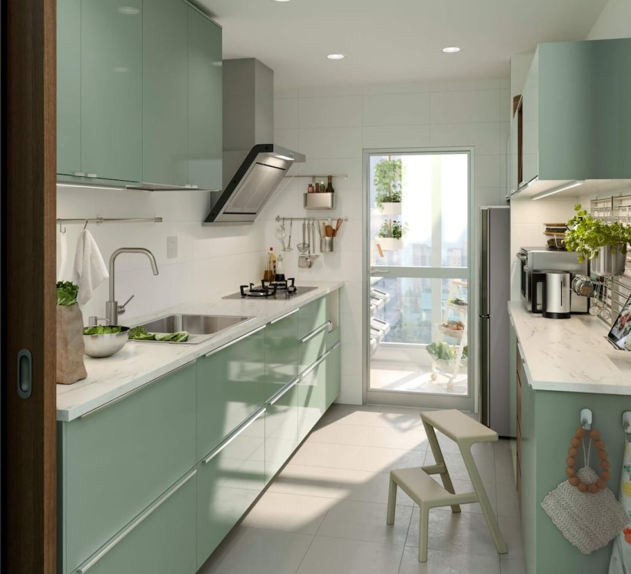 Двухрядная кухня икеа