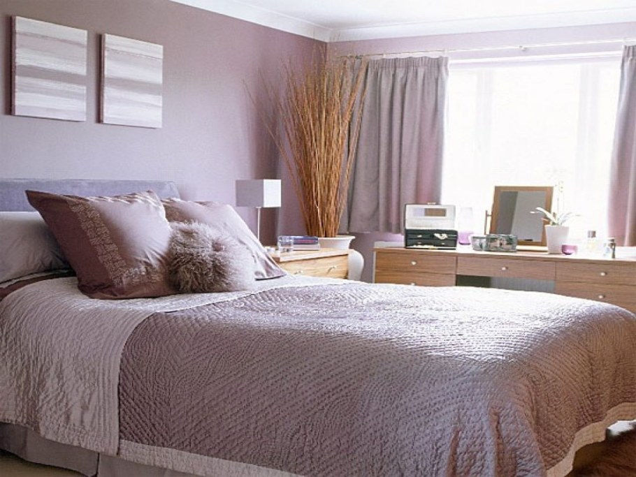 Пудровый цвет стен в спальне