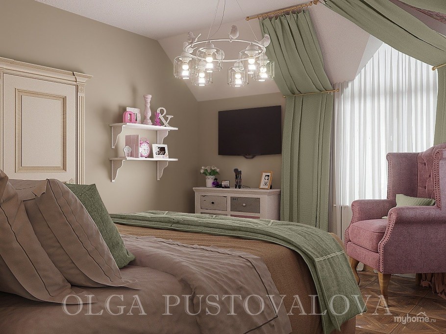 Сочетание фисташкового и розового в интерьере