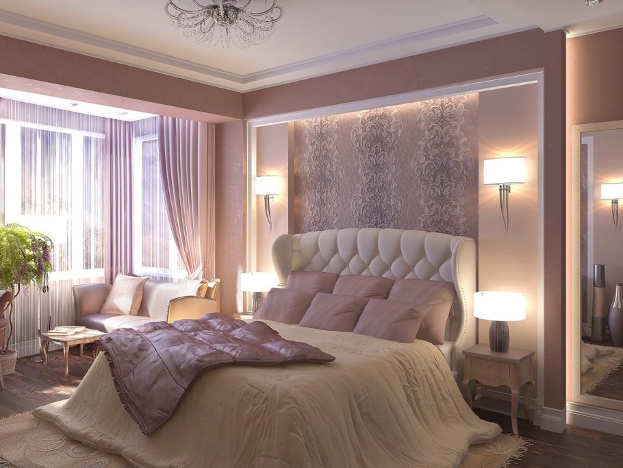 Спальня в пудровых оттенках