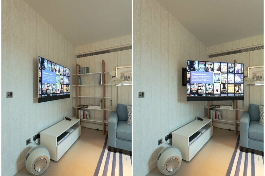 Телевизор на поворотном кронштейне в интерьере