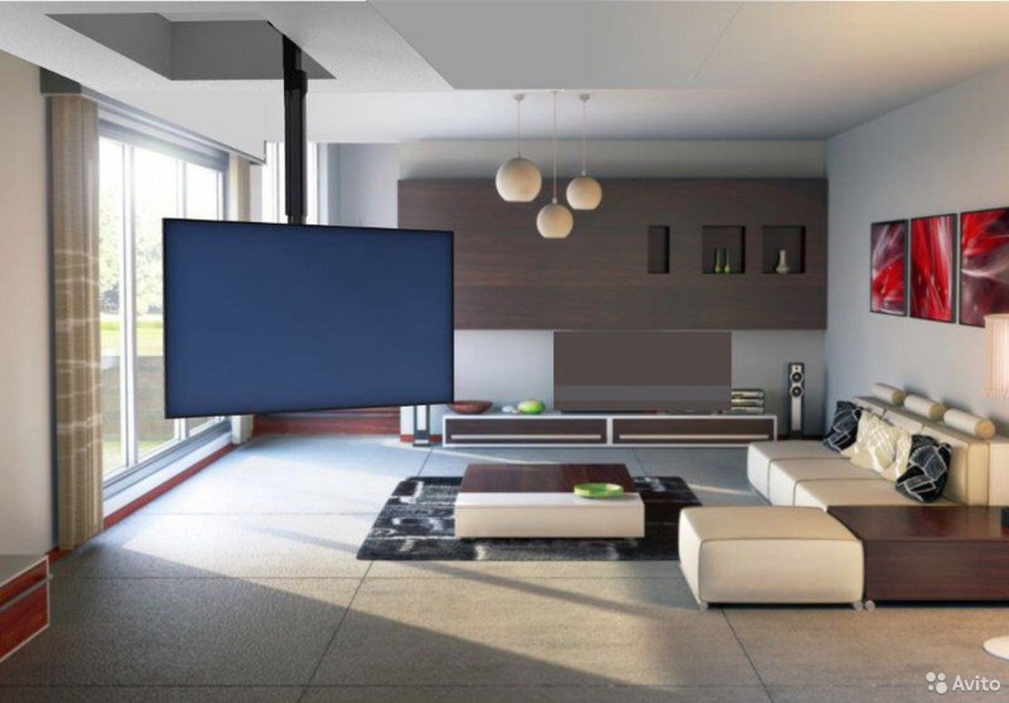 Подвесной телевизор в интерьере