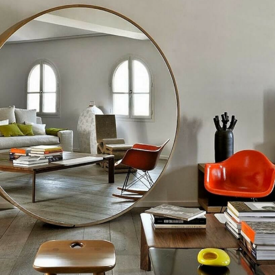 Круглое зеркало в интерьере