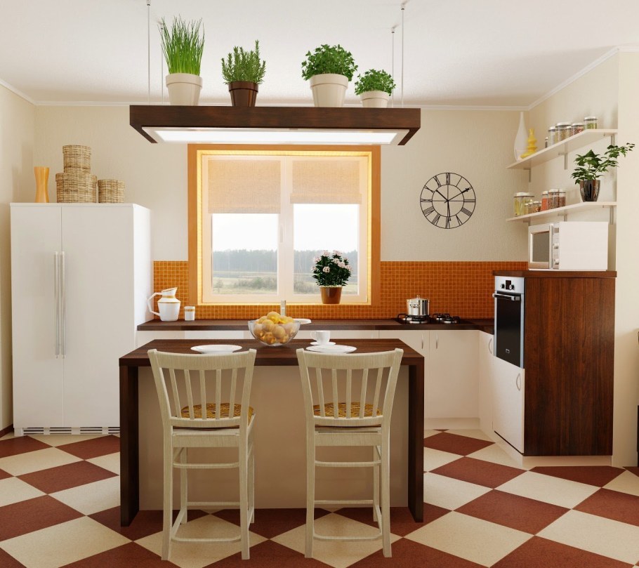 Интерьер проходной кухни